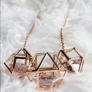Geometric necklace, long, ROSE GOLD